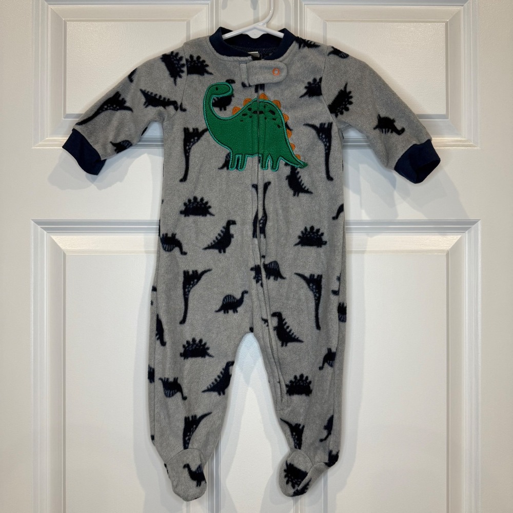 Bon Bebe Size 3-6 Months Dinosaur Fleece Footed Pajamas Sleeper One-Piece Outfit